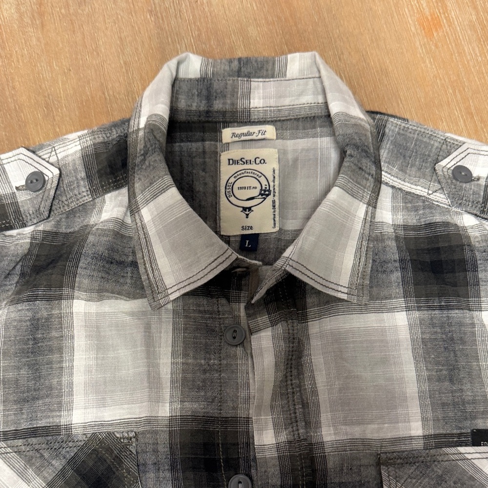 Diesel Black and Gray Plaid Shirt